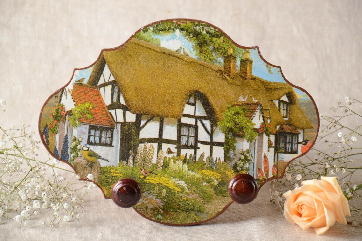 Colgador artesanal para paños de cocina regalo original decoración de hogar foto 1