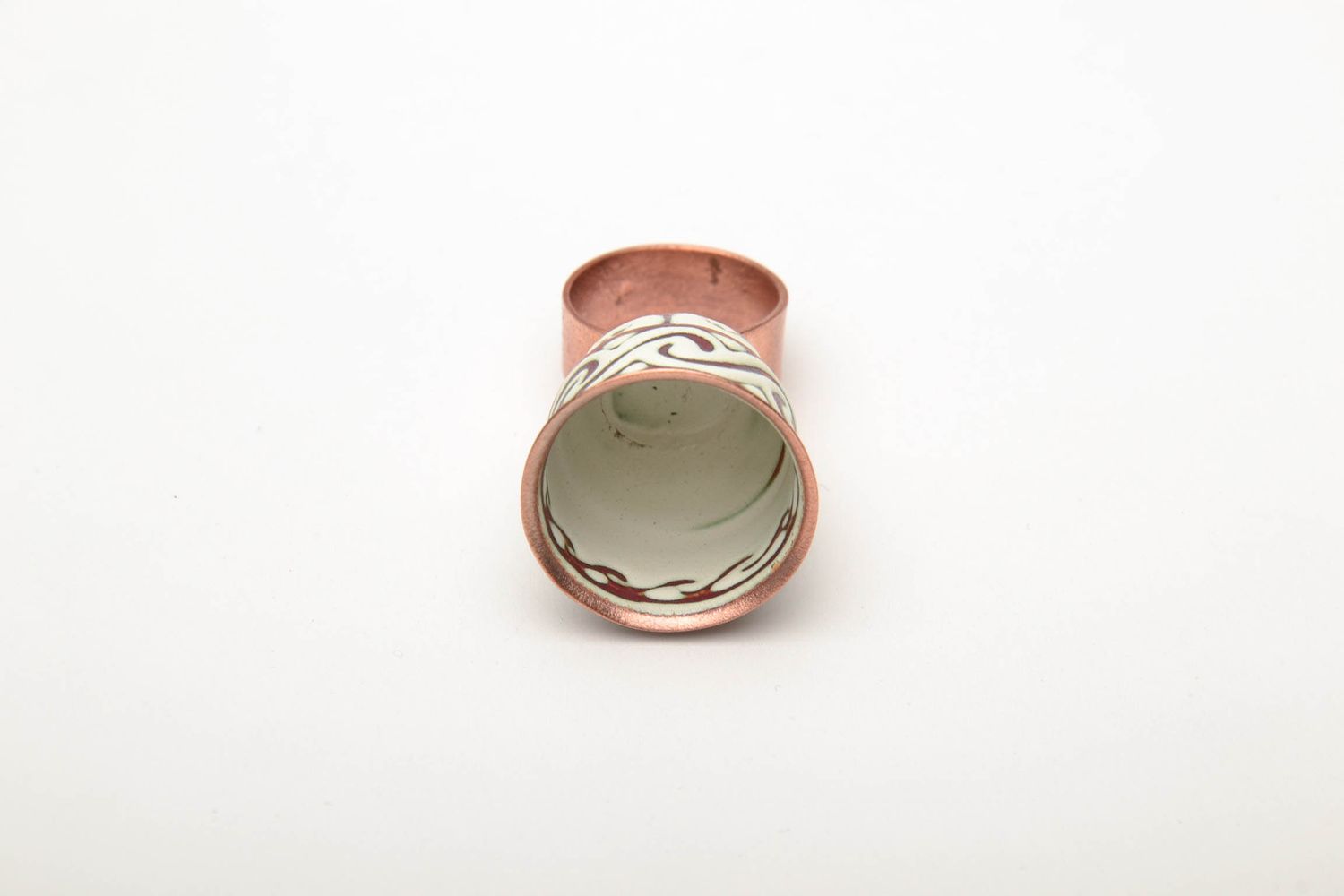 Massive painted copper seal ring photo 2