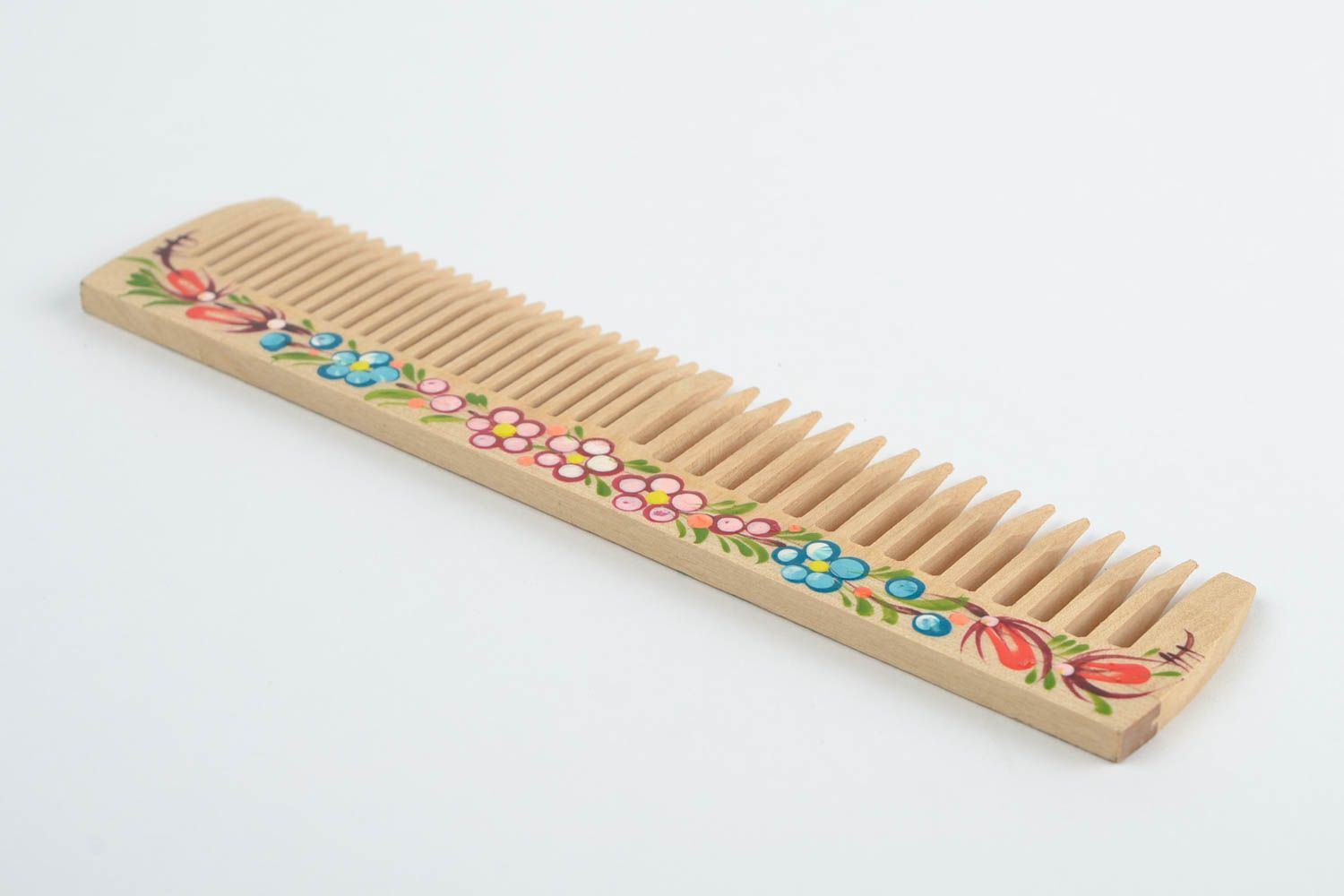Деревянная расческа для волос гребень с Петриковской росписью ручной работы фото 5