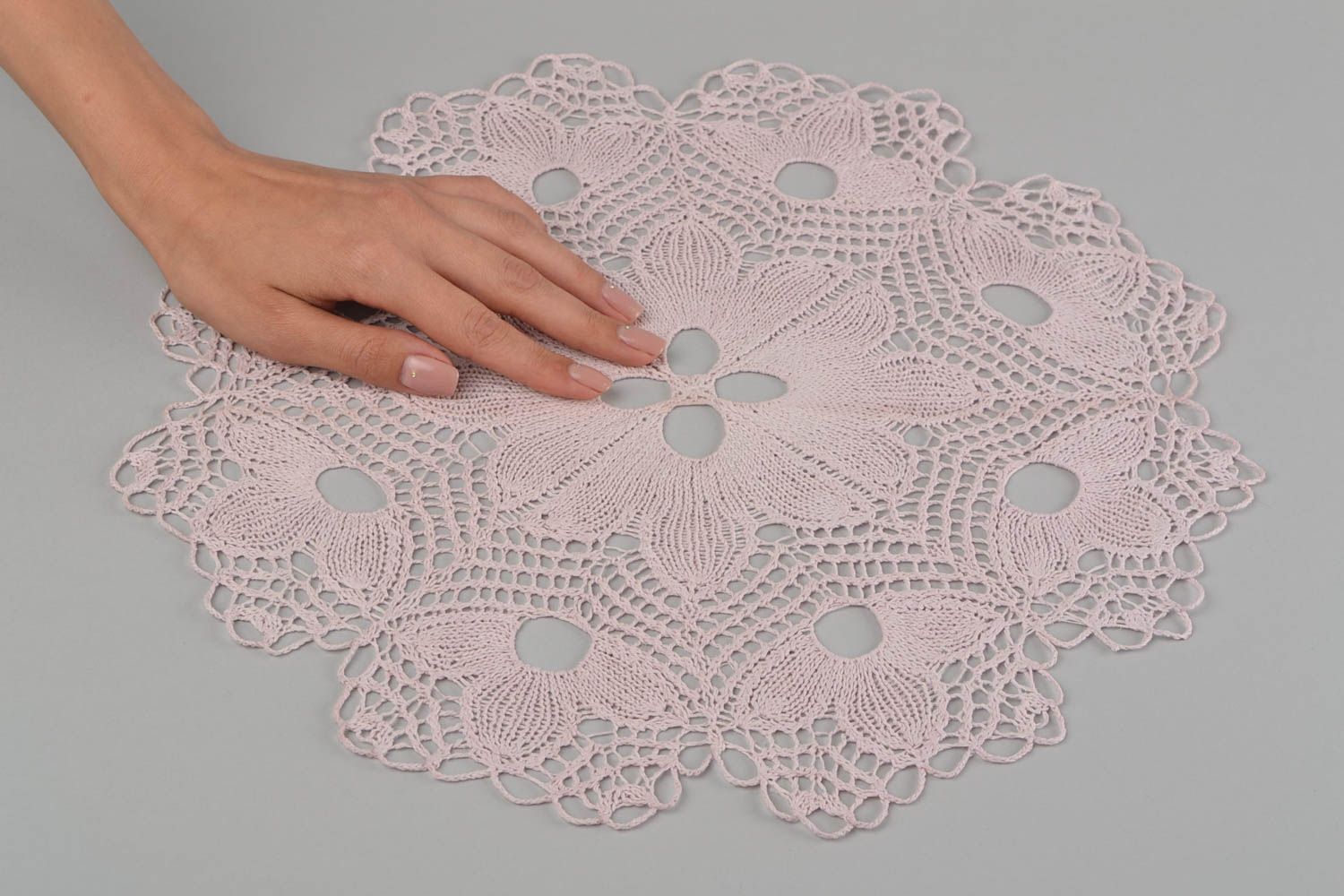 Handmade knitted tablecloth lace openwork napkin vintage style home decor photo 5