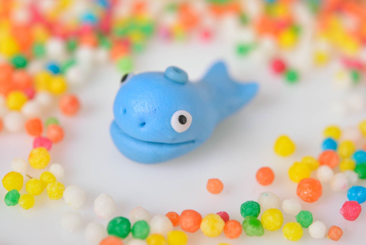 Unusual handmade plastic toy cute stylish interior decor statuette whale photo 1