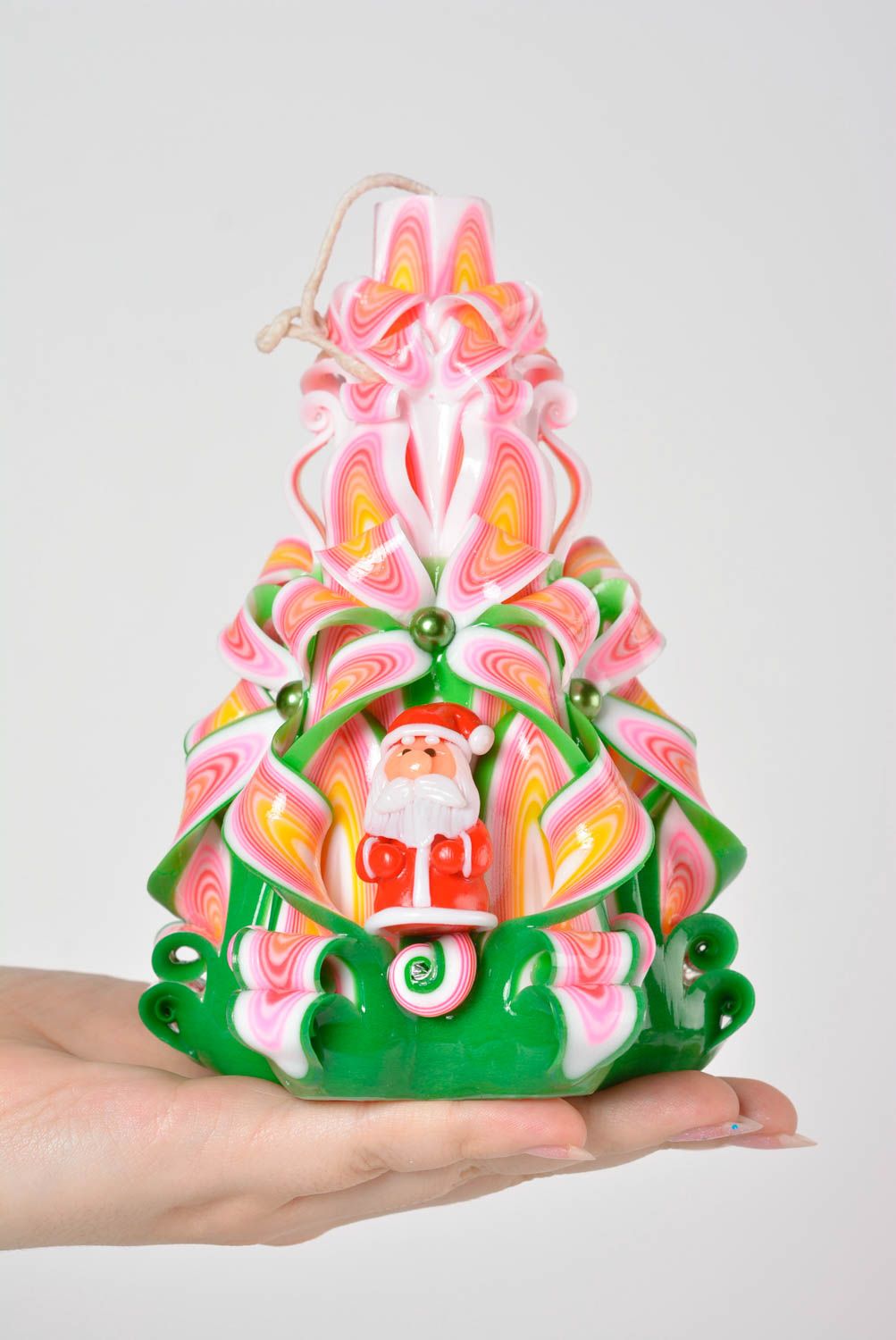 Vela tallada de parafina hecha a mano decoración navideña adorno para casa foto 1