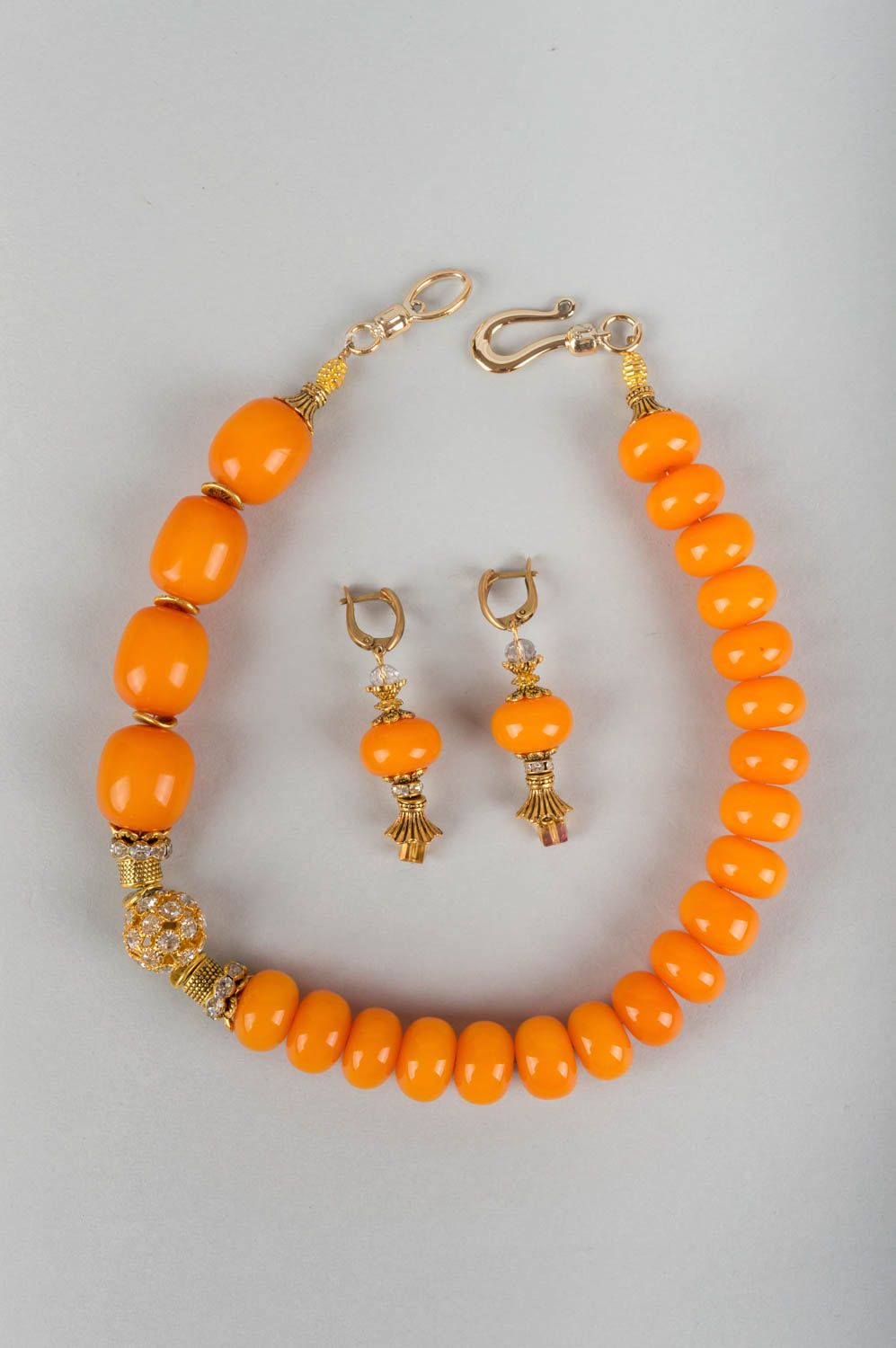 Ensemble de collier et boucles d'oreilles en ambre faits main pour femme photo 2
