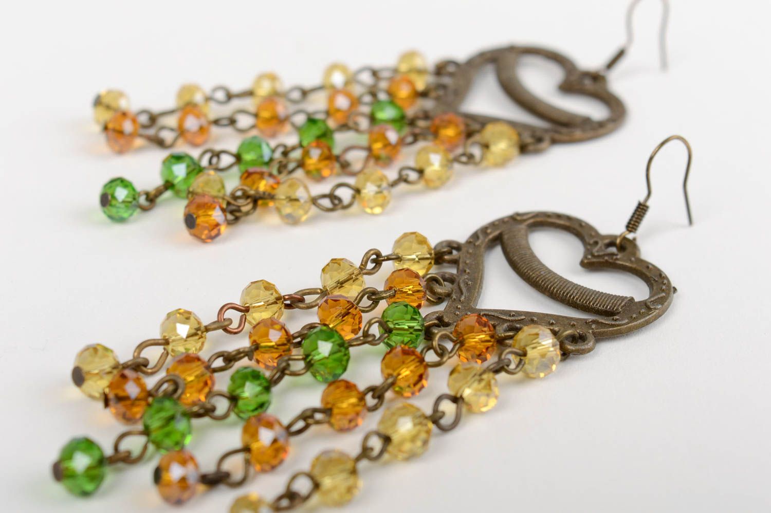 Unusual beautiful handmade designer Czech crystal bead earrings photo 3