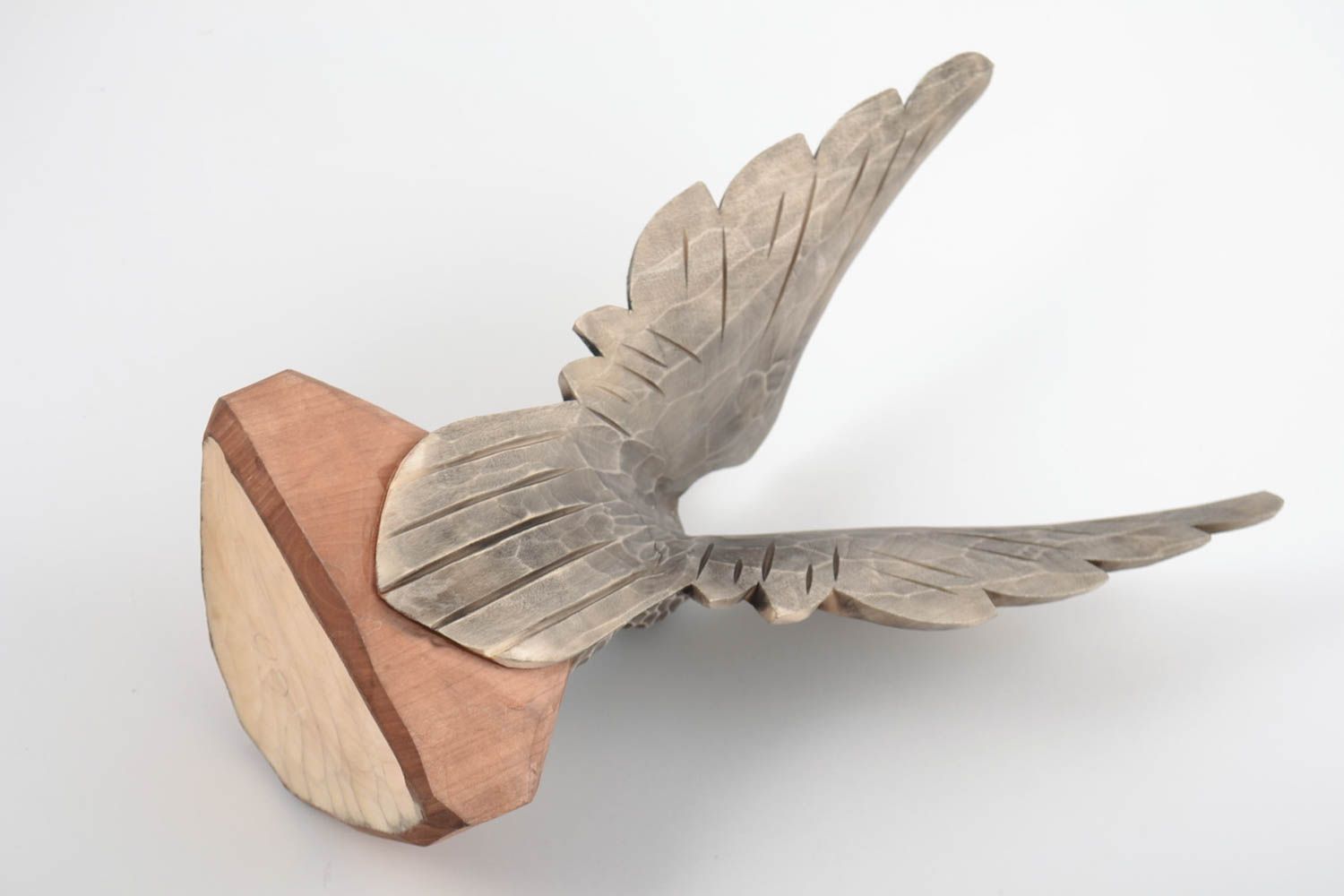 Handmade table decoration carved natural wooden statuette of eagle for home photo 5