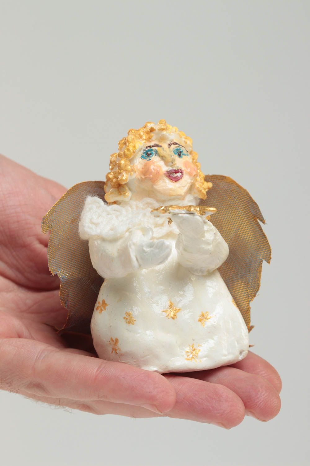 Figura pequeña hecha a mano con forma de ángel de arcilla regalo original  foto 5