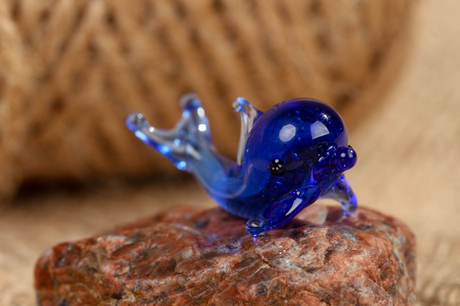 Miniature handmade glass statuette Dolphin photo 4