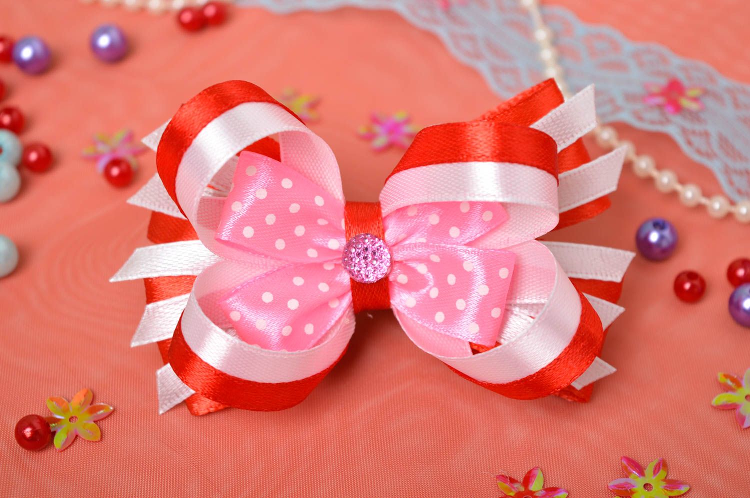 Handmade cute hair tie stylish bow hair tie designer accessories for girls photo 1
