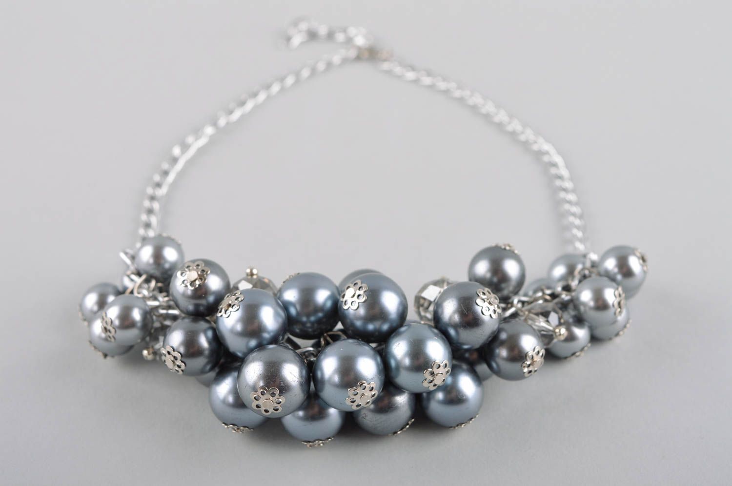 Collar original artesanal regalo original bisutería fina de perlas artificiales foto 3