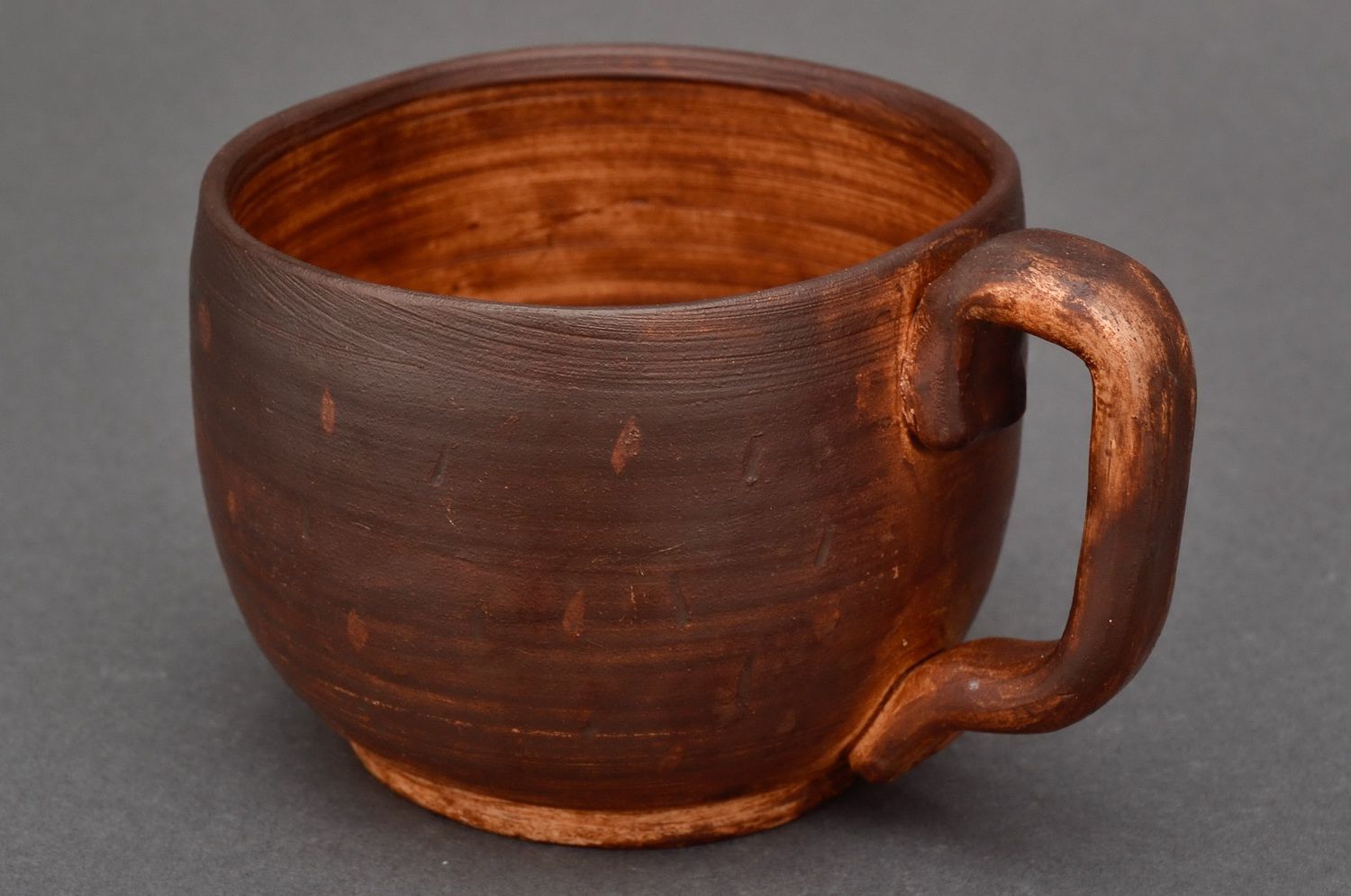 Red clay 8 oz coffee cup with handle and no pattern in brown natural color photo 1