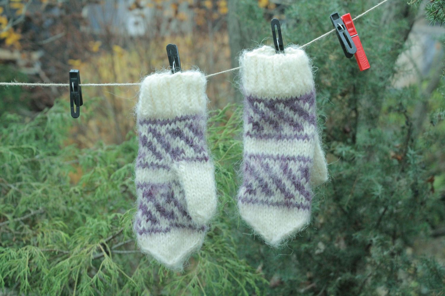 Moufles tricotées en laine chaudes femme photo 1