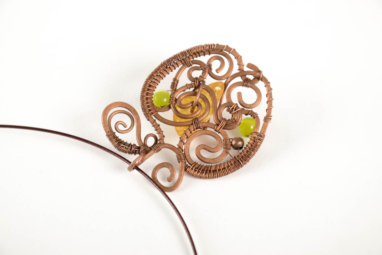 Copper pendant handmade copper wire jewelry stylish accessories for women photo 4