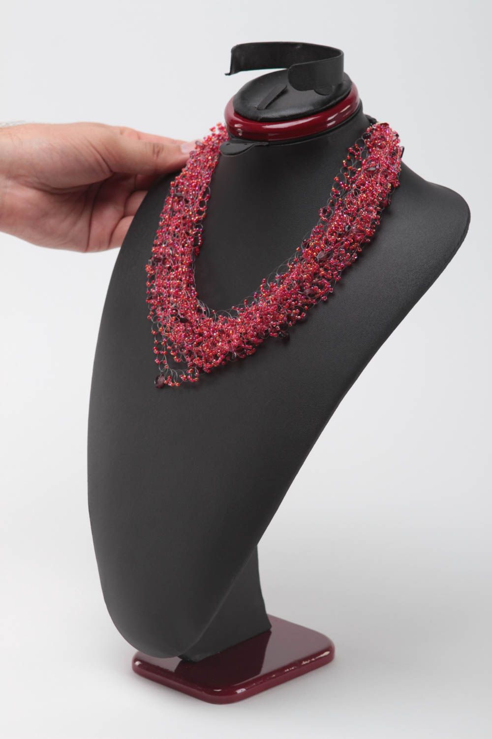 Collier perles rocaille fait main Bijou fantaisie Accessoire femme rose festif photo 5