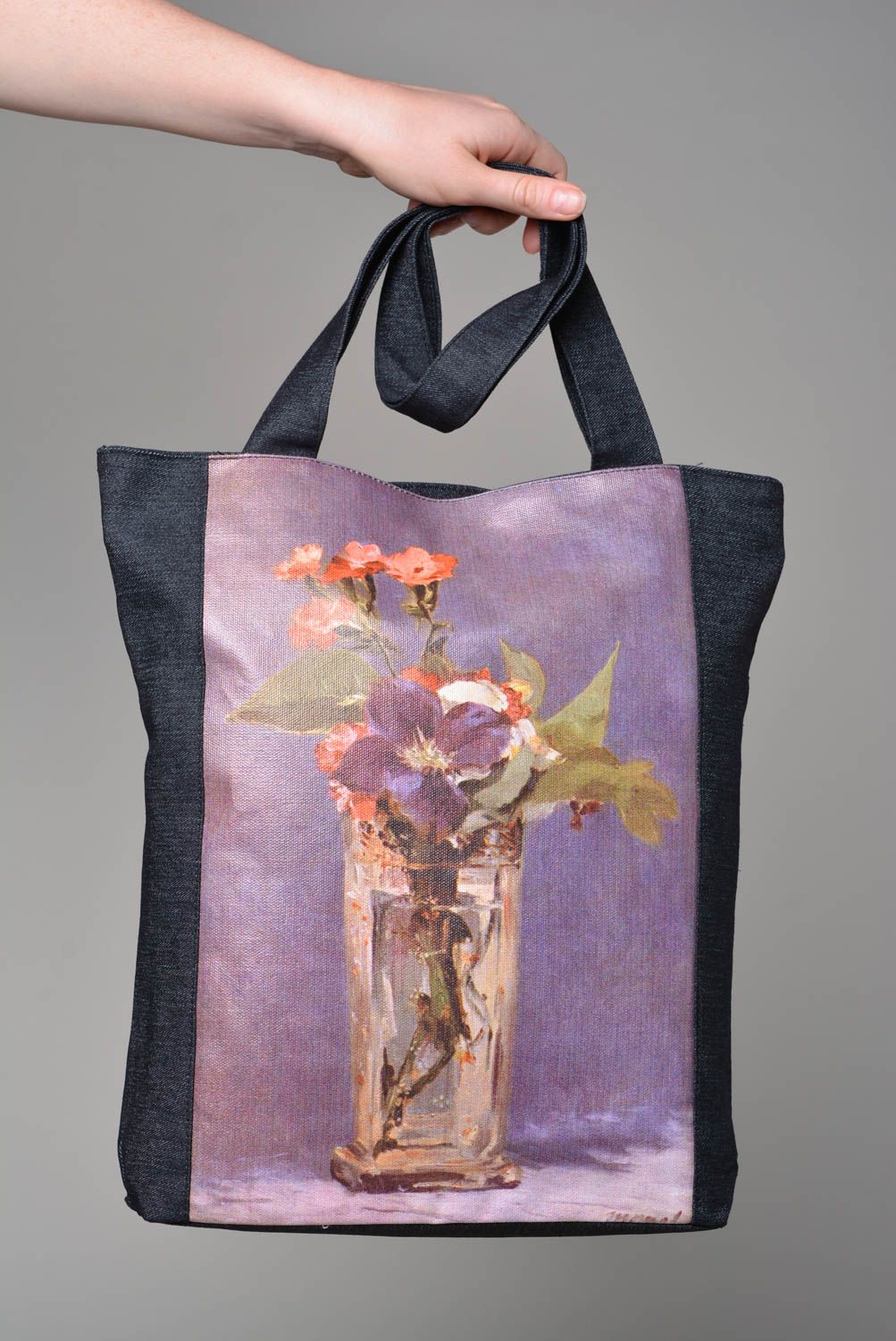Красивая сумка ручной работы сумка для женщины сумка с рисунком джинсовая сумка фото 4