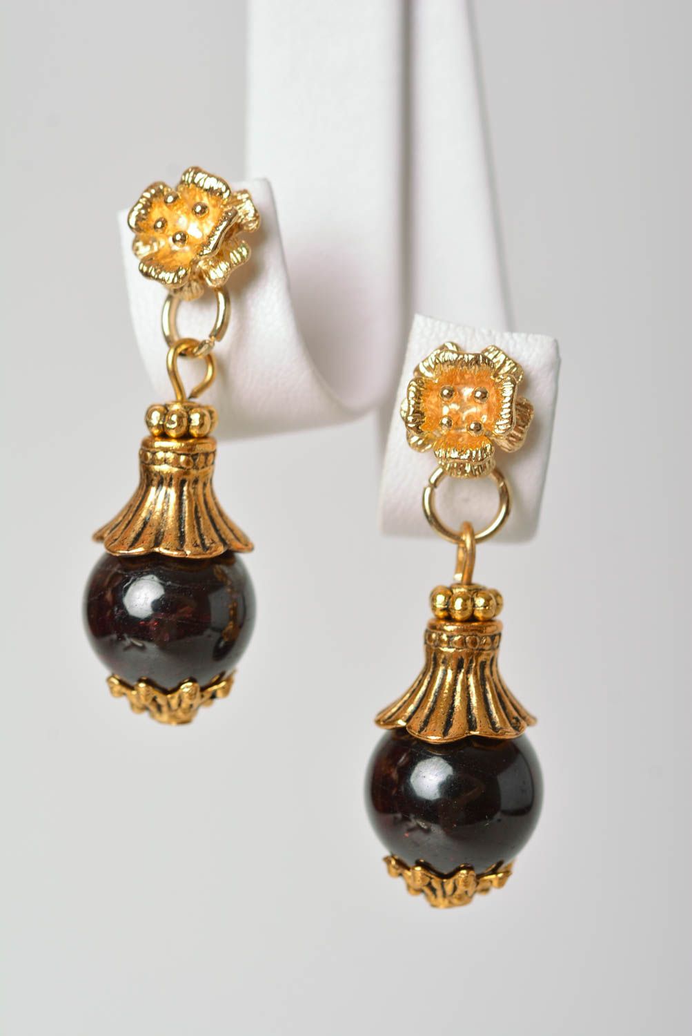 Handmade elegant cute earrings unusual beaded earrings stylish jewelry photo 1