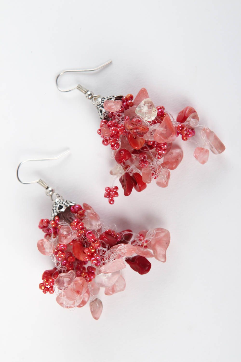 Unusual handmade gemstone bead earrings long beaded earrings gifts for her photo 2