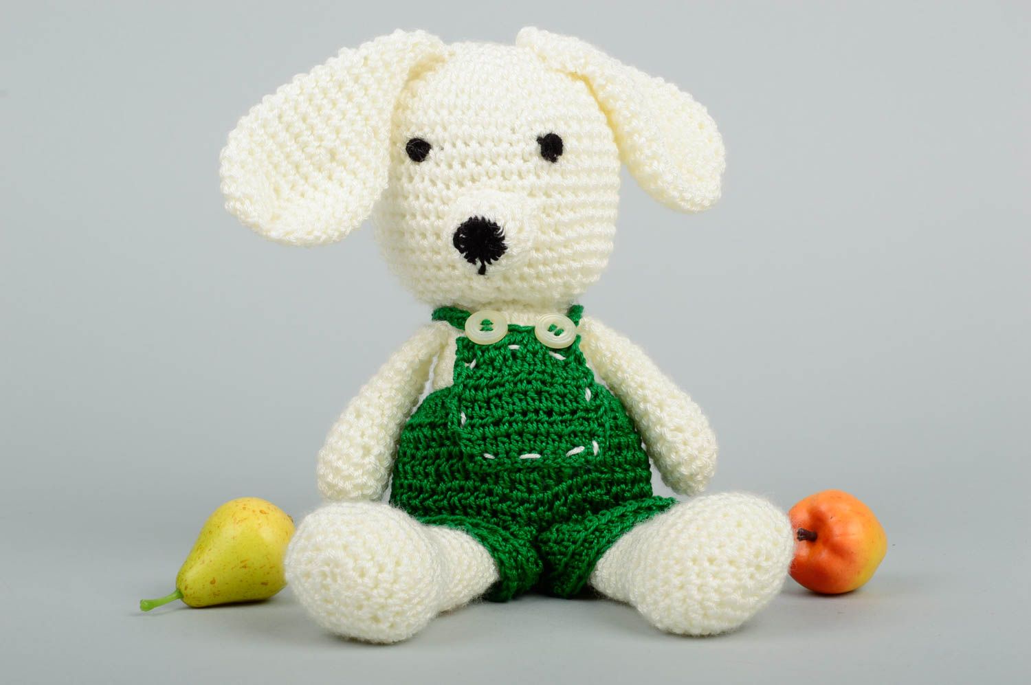 Doudou lapin blanc fait main Jouet tricot au crochet Cadeau enfant original photo 1