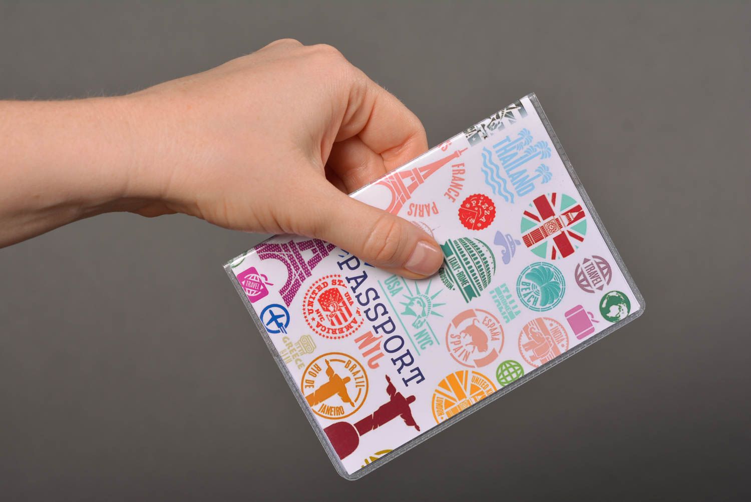 Handmade Reisepass Umschlag Geschenk für Mädchen Pass Schutzhülle Städte bunt   foto 4