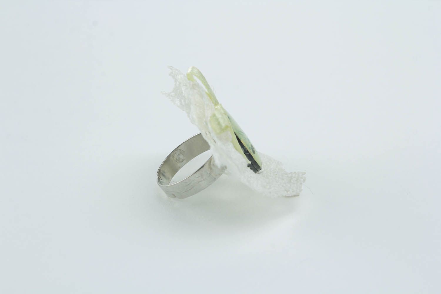 Ring with photo print and lace photo 3