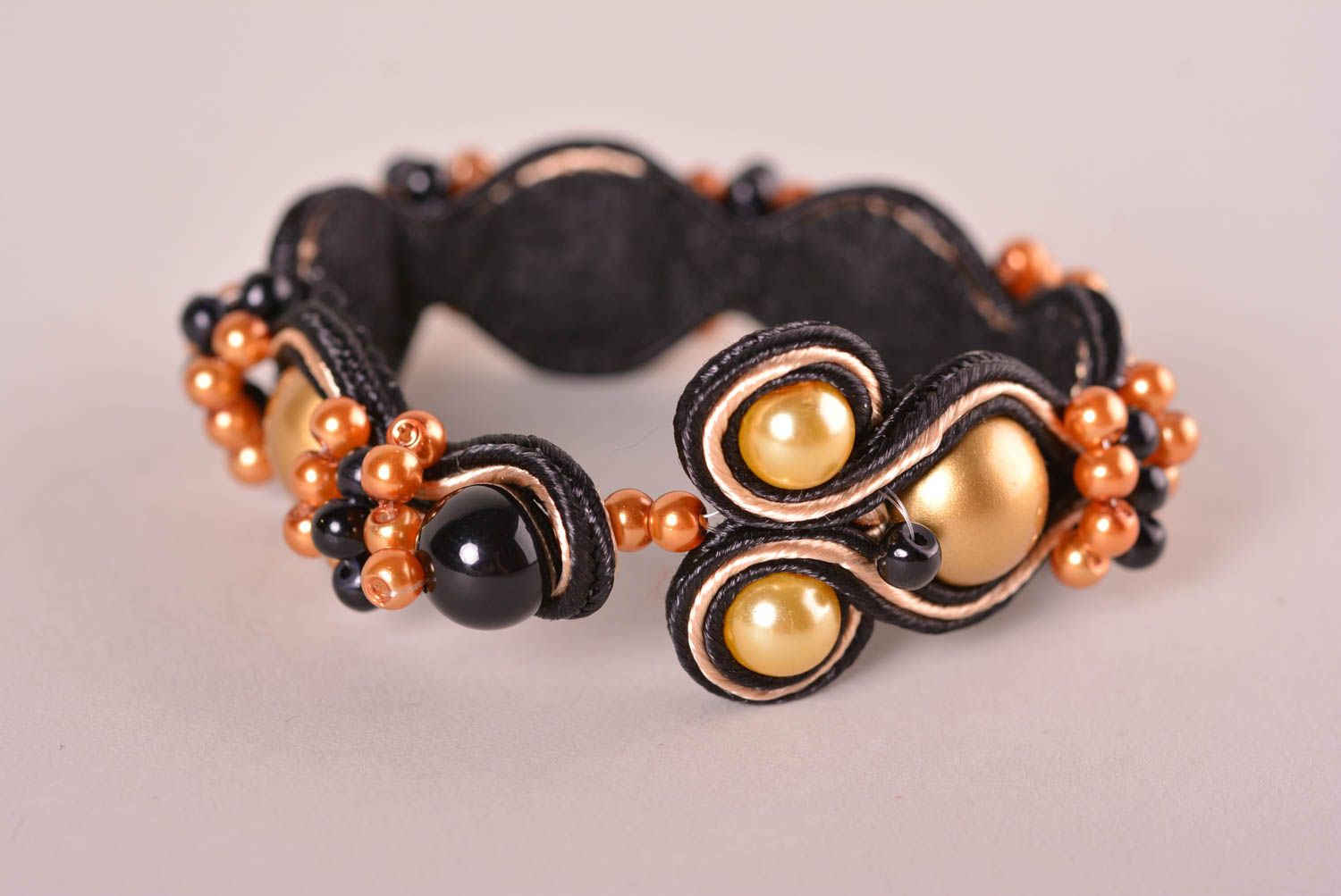 Stylish handmade textile bracelet with beads soutache bracelet gifts for her photo 1