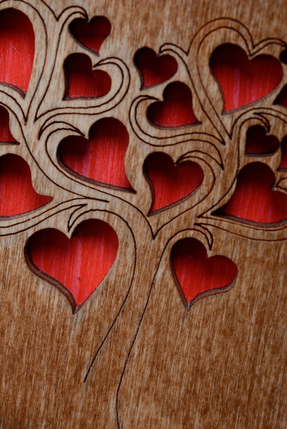 Деревянная открытка поздравительная с сердечками Love you фото 2