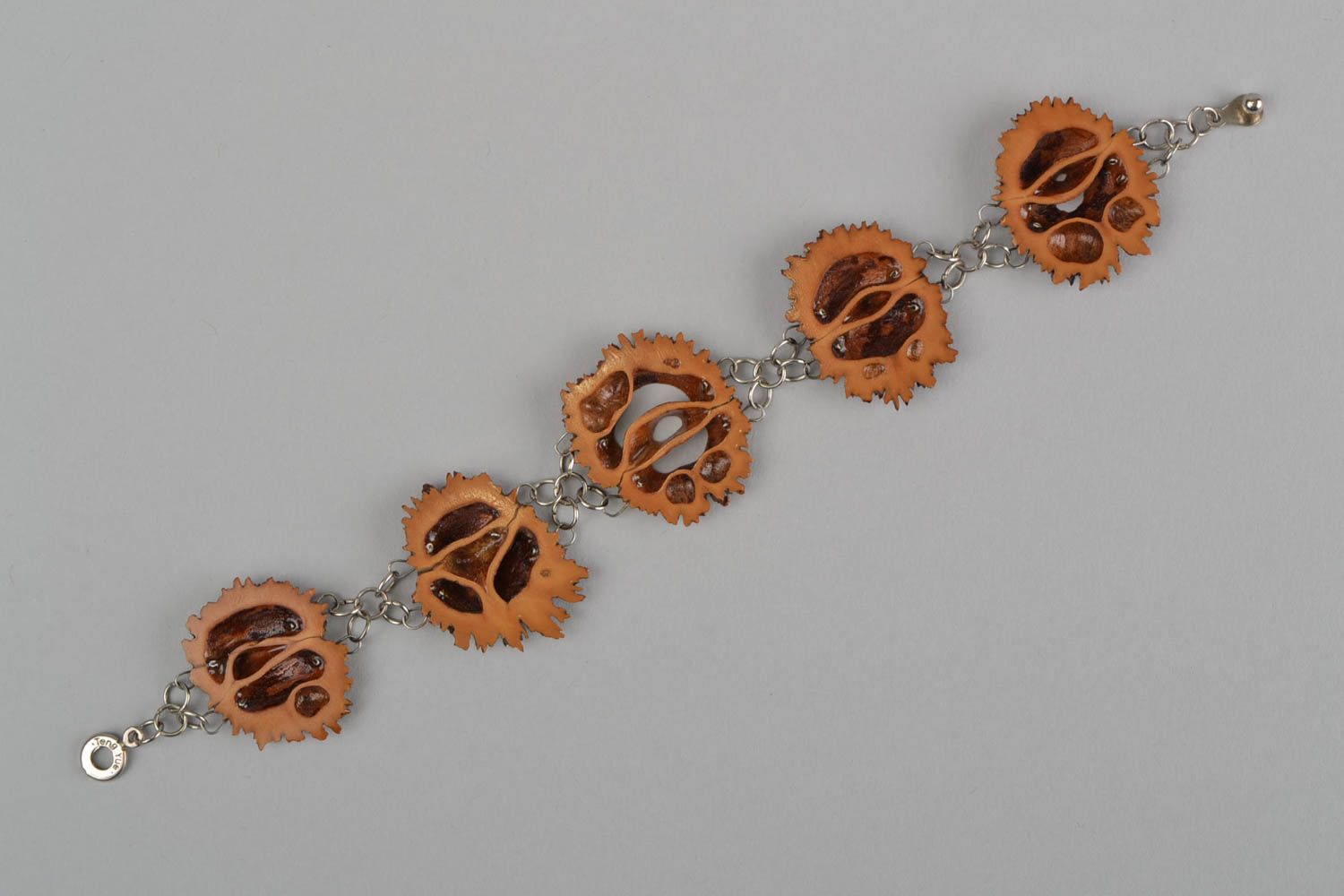 Beautiful handmade walnut bracelet botanical jewelry fashion accessories photo 4