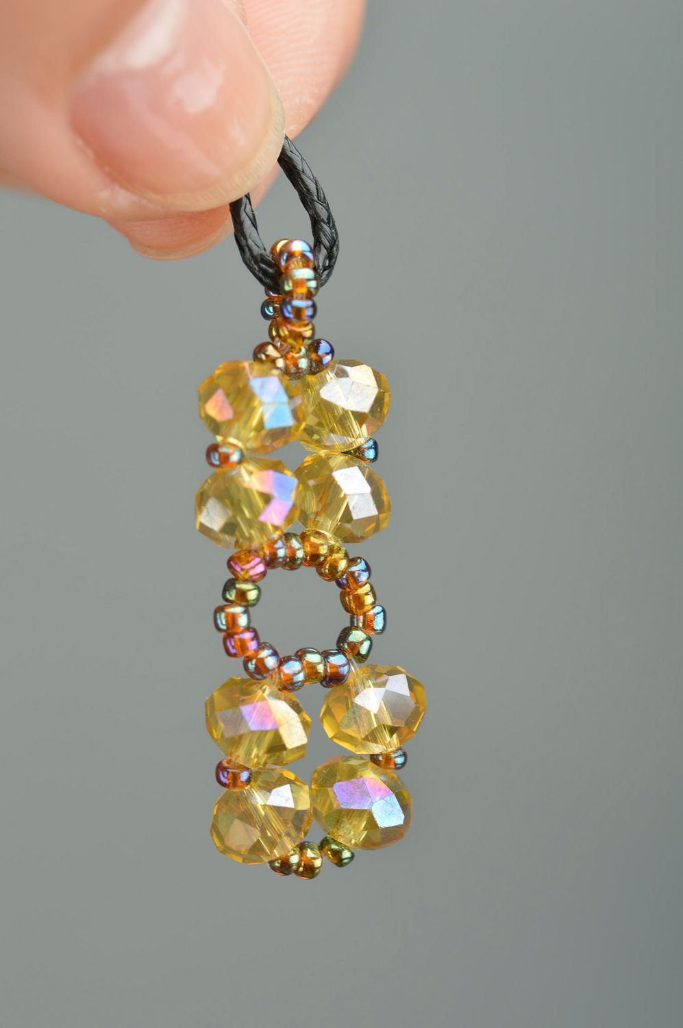 Beautiful handmade pendant and earrings woven of Czech beads jewelry set photo 3