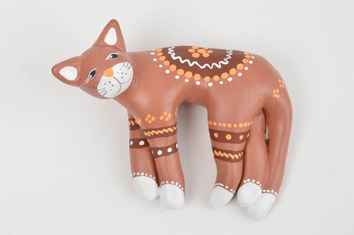 Keramische Statuette Katze mit Bemalung künstlerische Designer Handarbeit grell foto 4