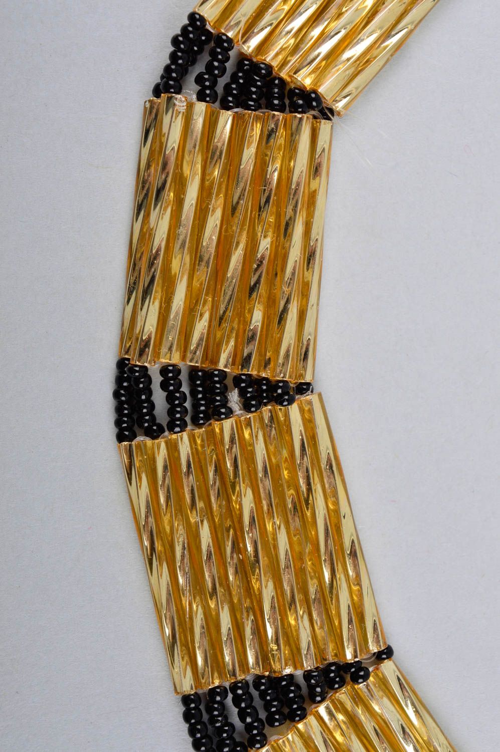 Collier jaune Bijou fait main perles de rocaille perles tubes Accessoire femme photo 3