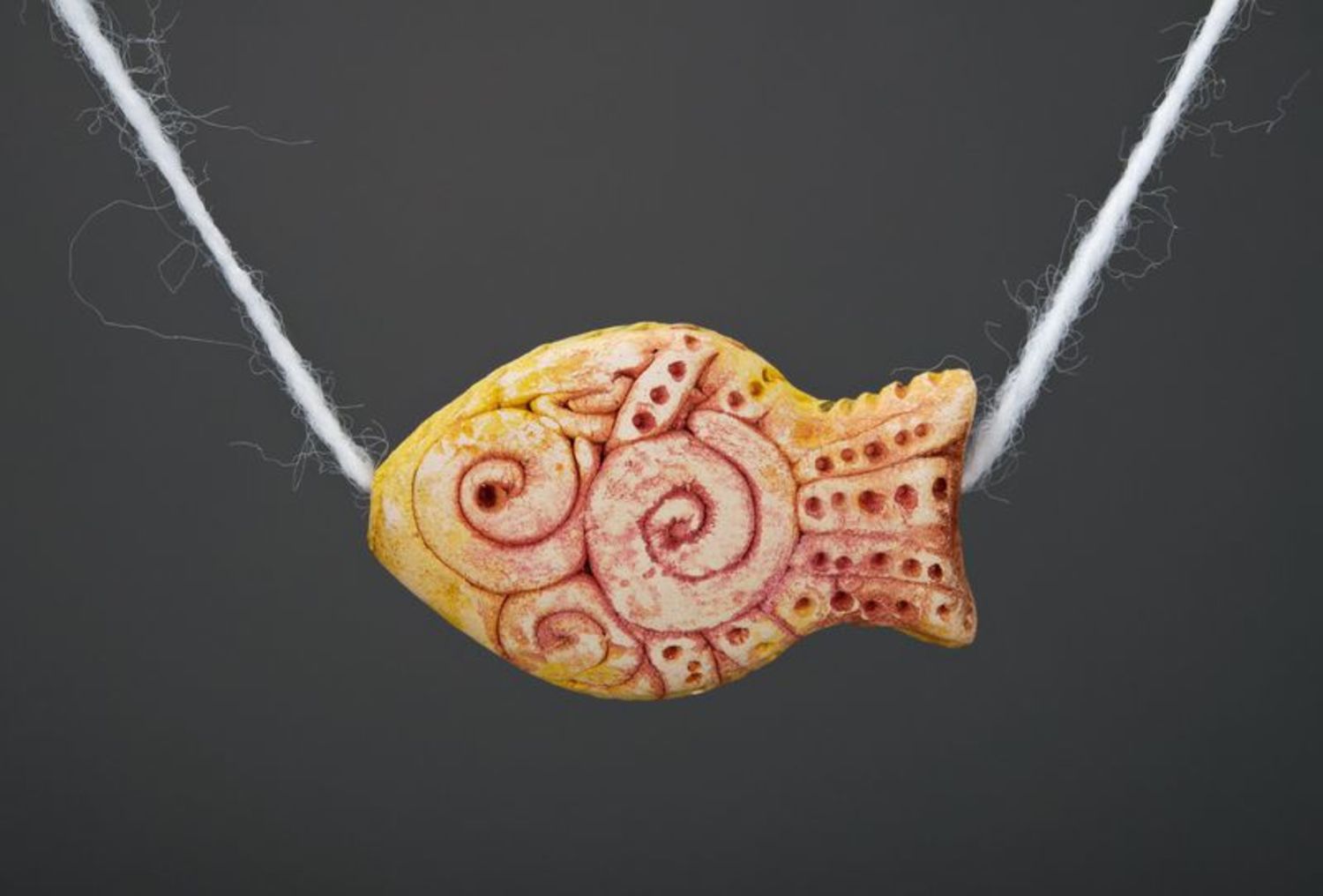 Ceramic pendant Golden fish photo 3
