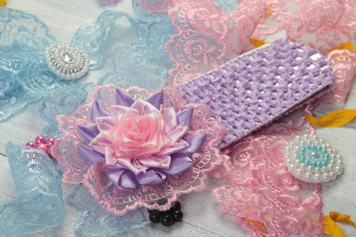 Handmade headband flower hairband unusual gift for girl hair accessories photo 1