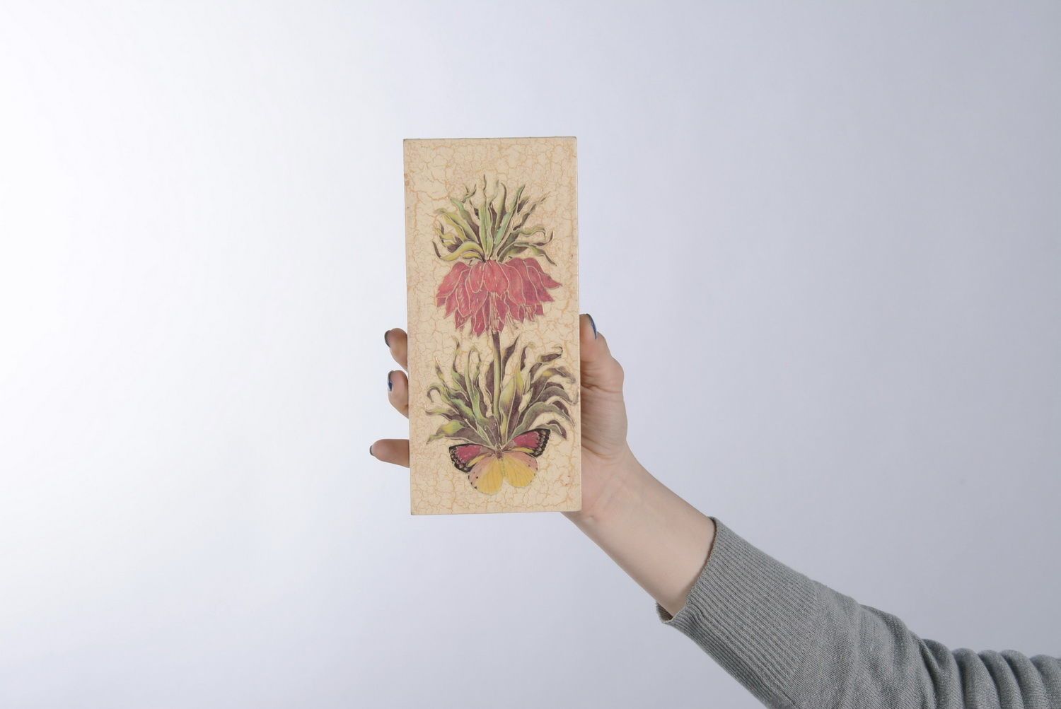 Pannello di legno dipinto fatto a mano quadro dipinto con colori acrilici foto 1
