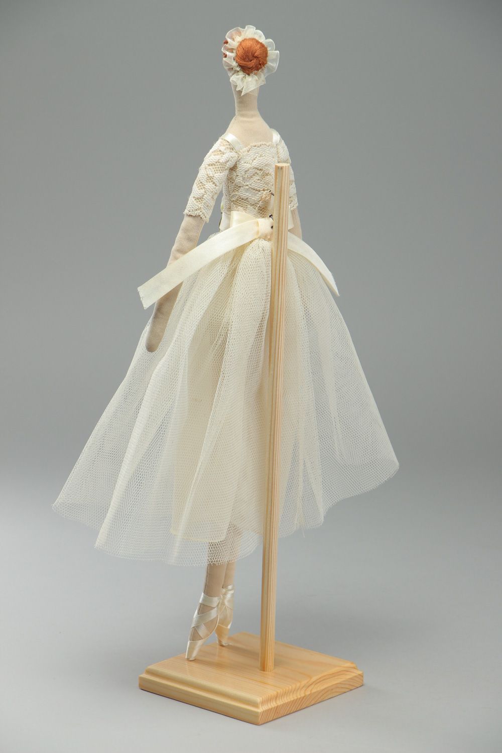 Handmade collectible decorative fabric doll Ballerina photo 3