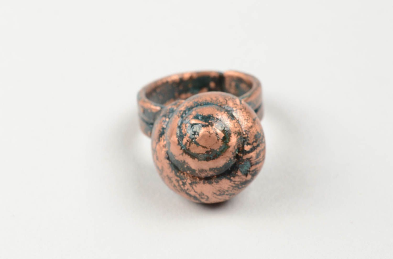 Handmade designer metal ring unusual copper ring elegant female accessory photo 2