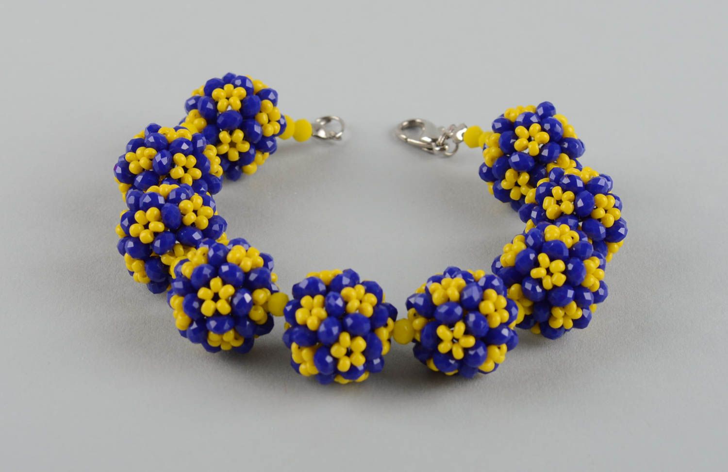 Bracelet perles de rocaille Bijoux fait main Accessoire femme bleu jaune mode photo 3