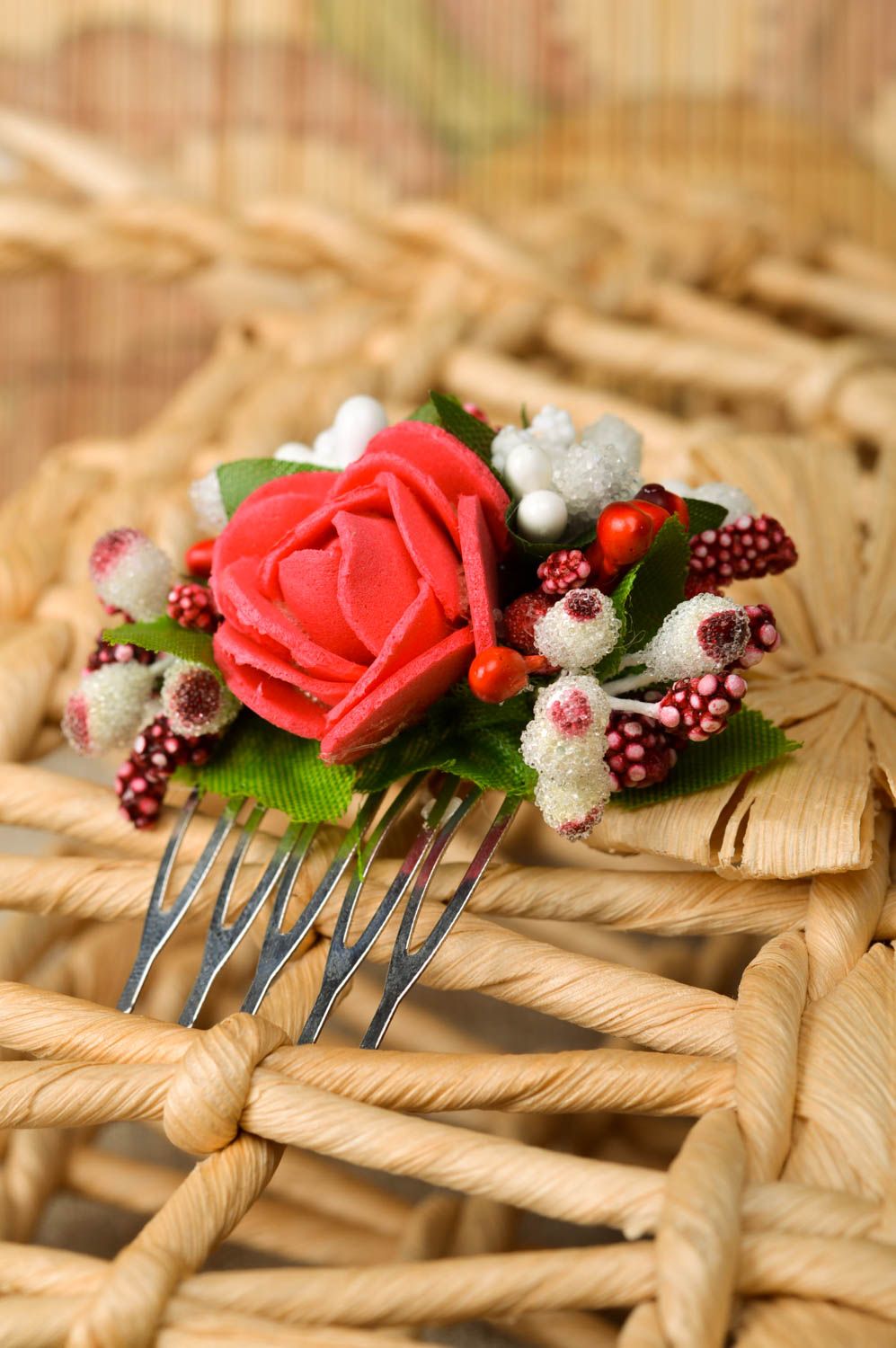 Handmade hair accessories for kids floral hair comb decorative hair comb photo 1