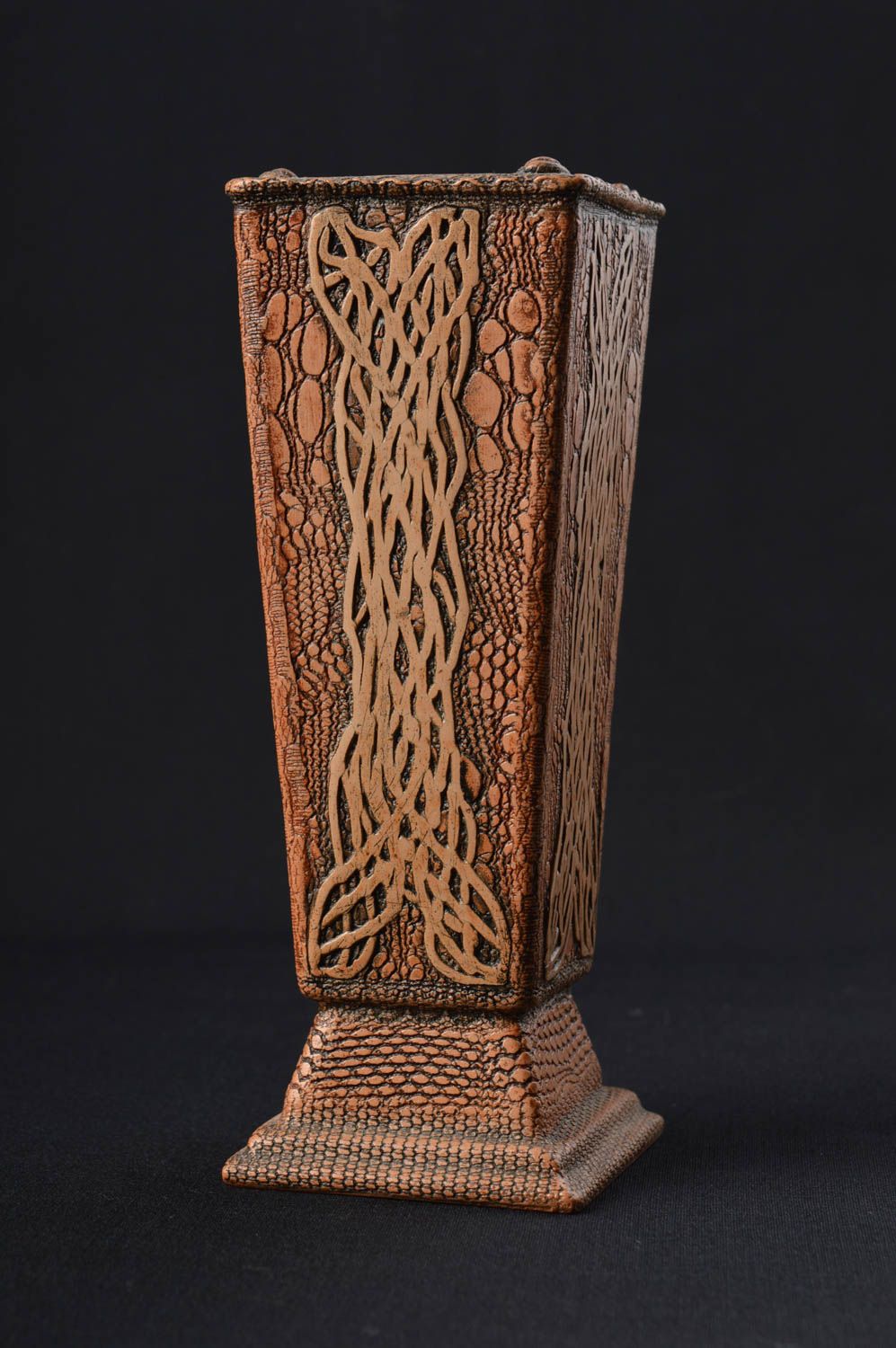 Vase design fait main Déco maison céramique carré à motif Cadeau femme insolite photo 1