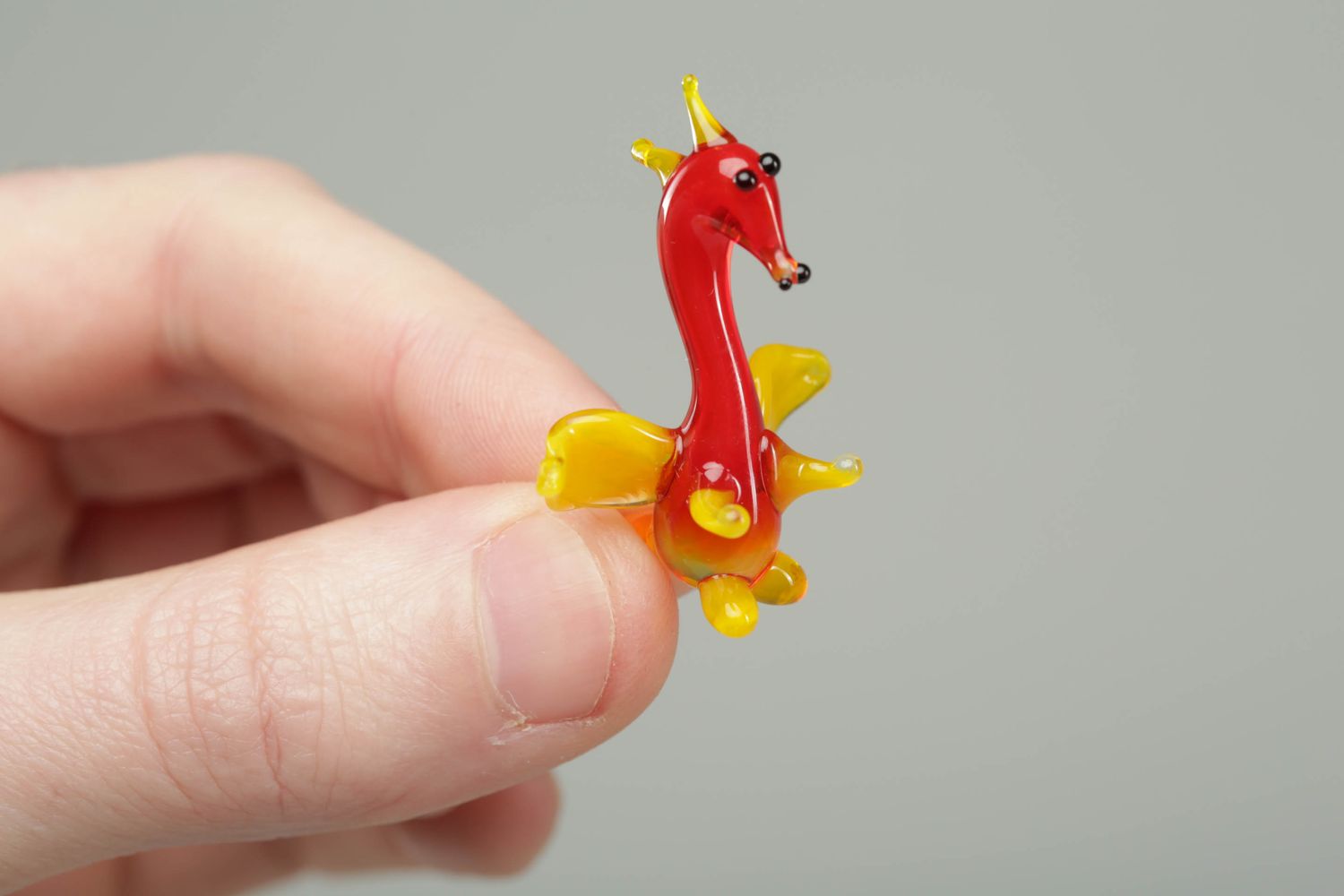 Figurine miniature en verre faite main Dragon rouge photo 4