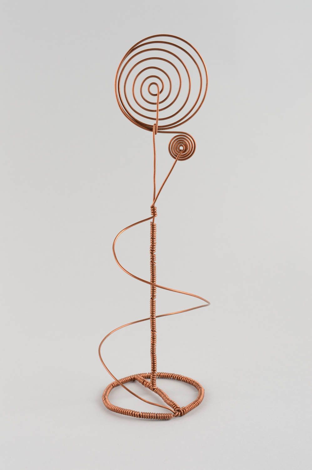 Handmade figurine made of wire unusual decorative flower made of copper photo 3