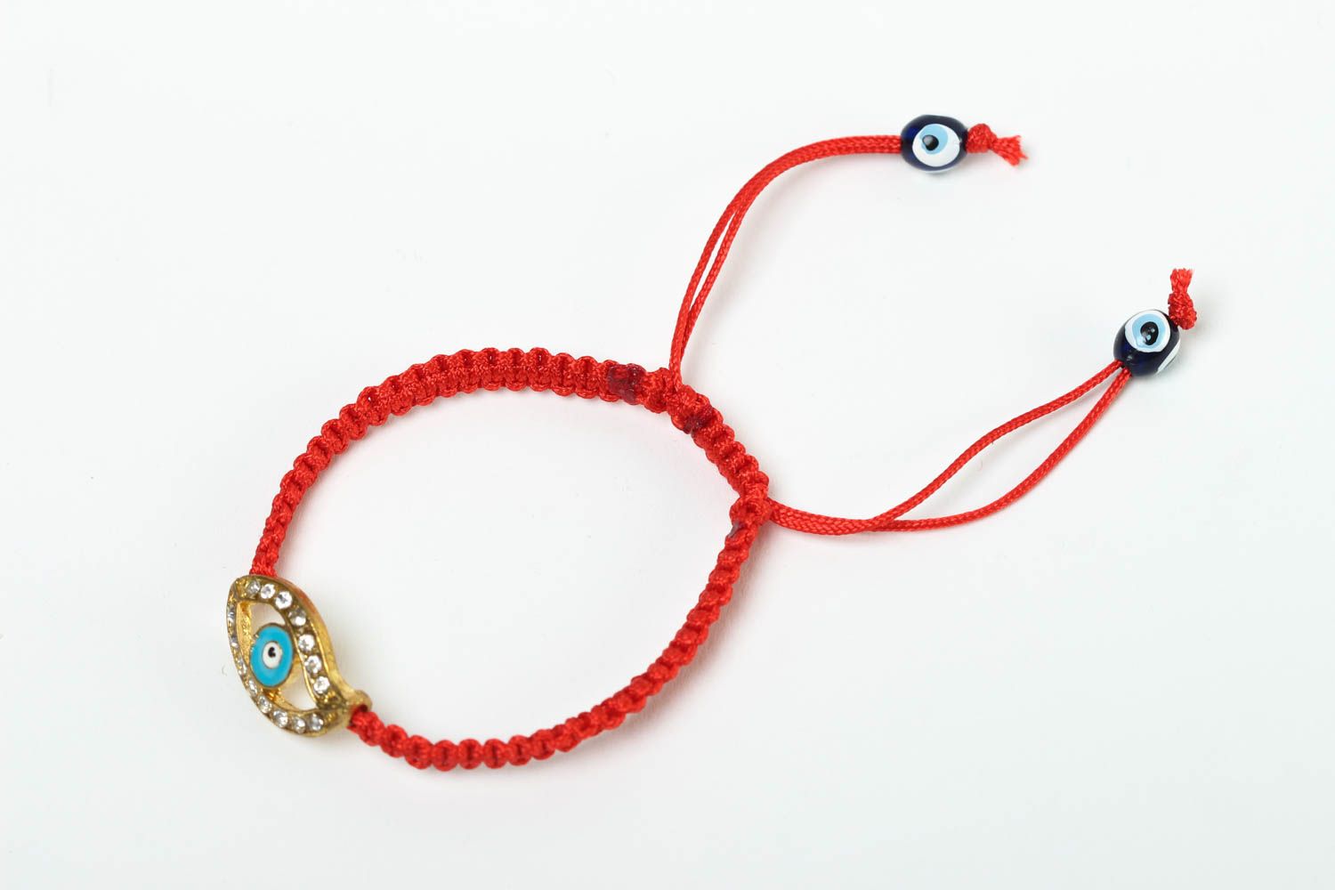 Плетеный браслет ручной работы браслет из ниток оберег модный браслет красный фото 2