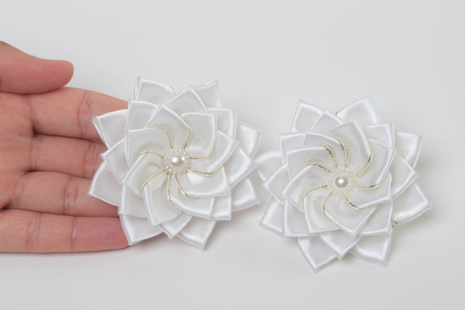 Set of 2 handmade hair ties hair accessories for girls flowers for hair  photo 5