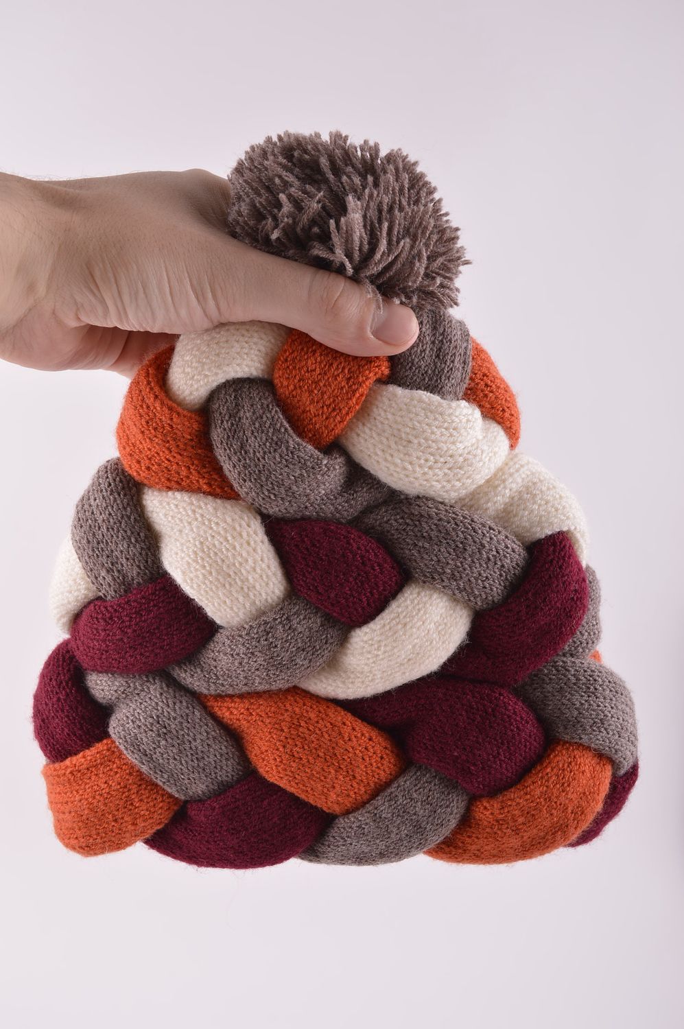 Bonnet tricoté fait main Bonnet original fils acryliques Accessoire femme photo 5