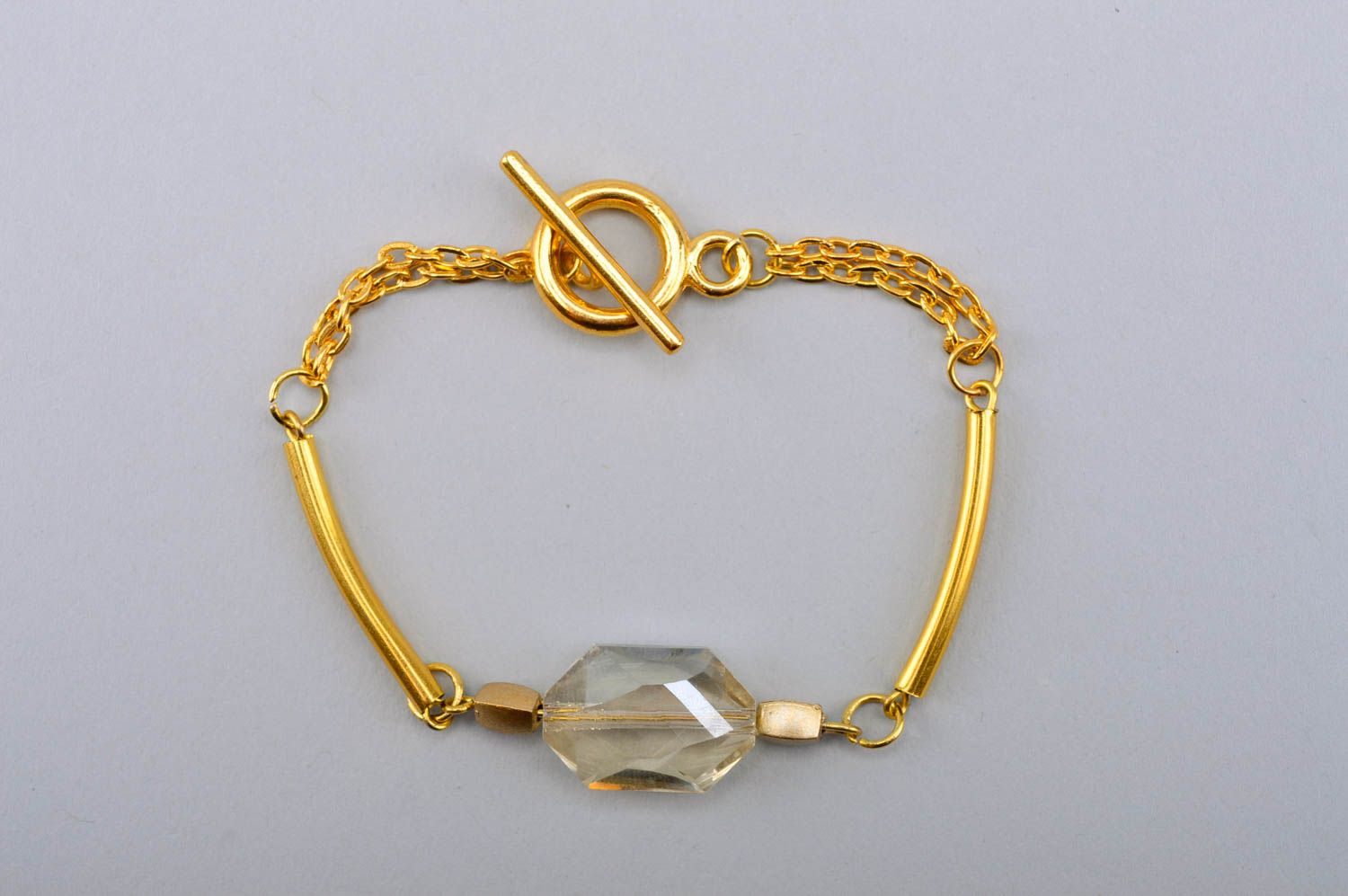 Pulsera con cristal dorada hecha a mano regalo original accesorio para mujer foto 2