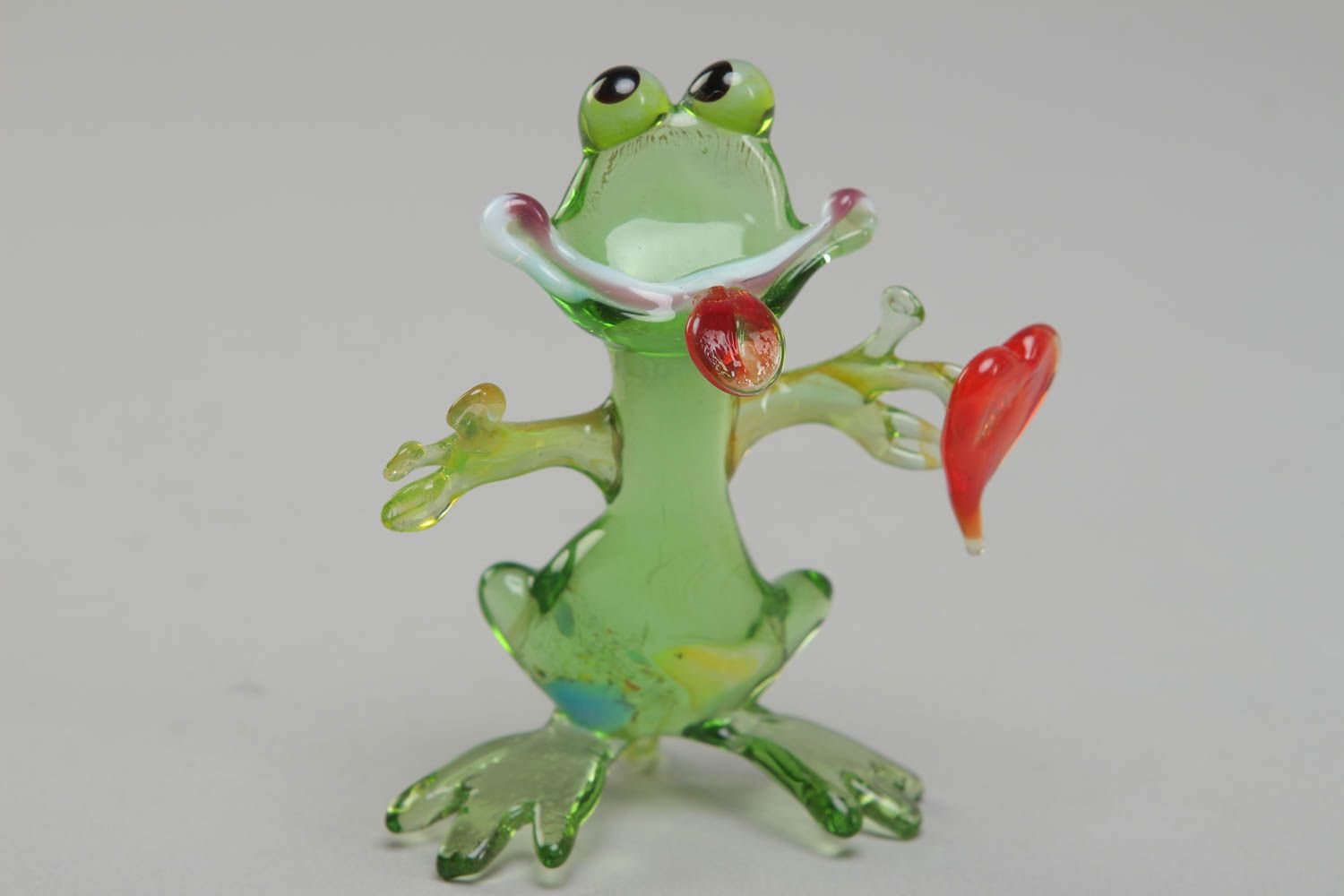 Miniature lampwork glass statuette Frog photo 1