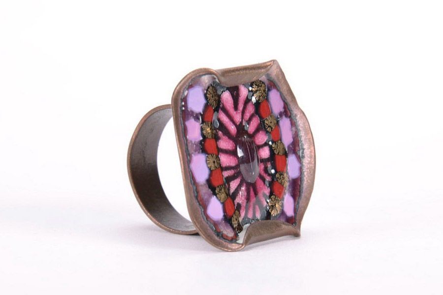 Ring Made of Copper Using Hot Enamel Technique photo 1