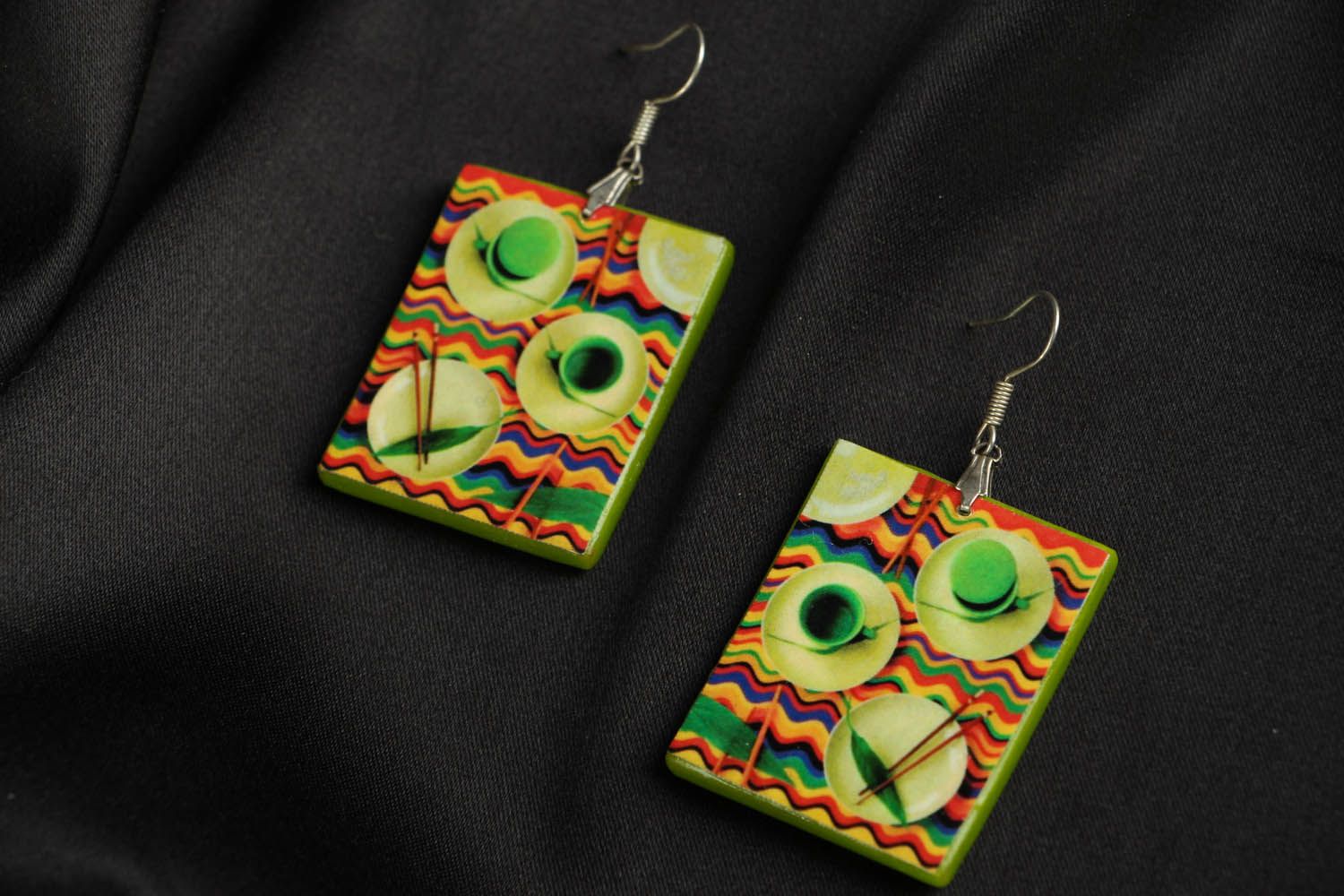 Bright polymer clay earrings photo 1