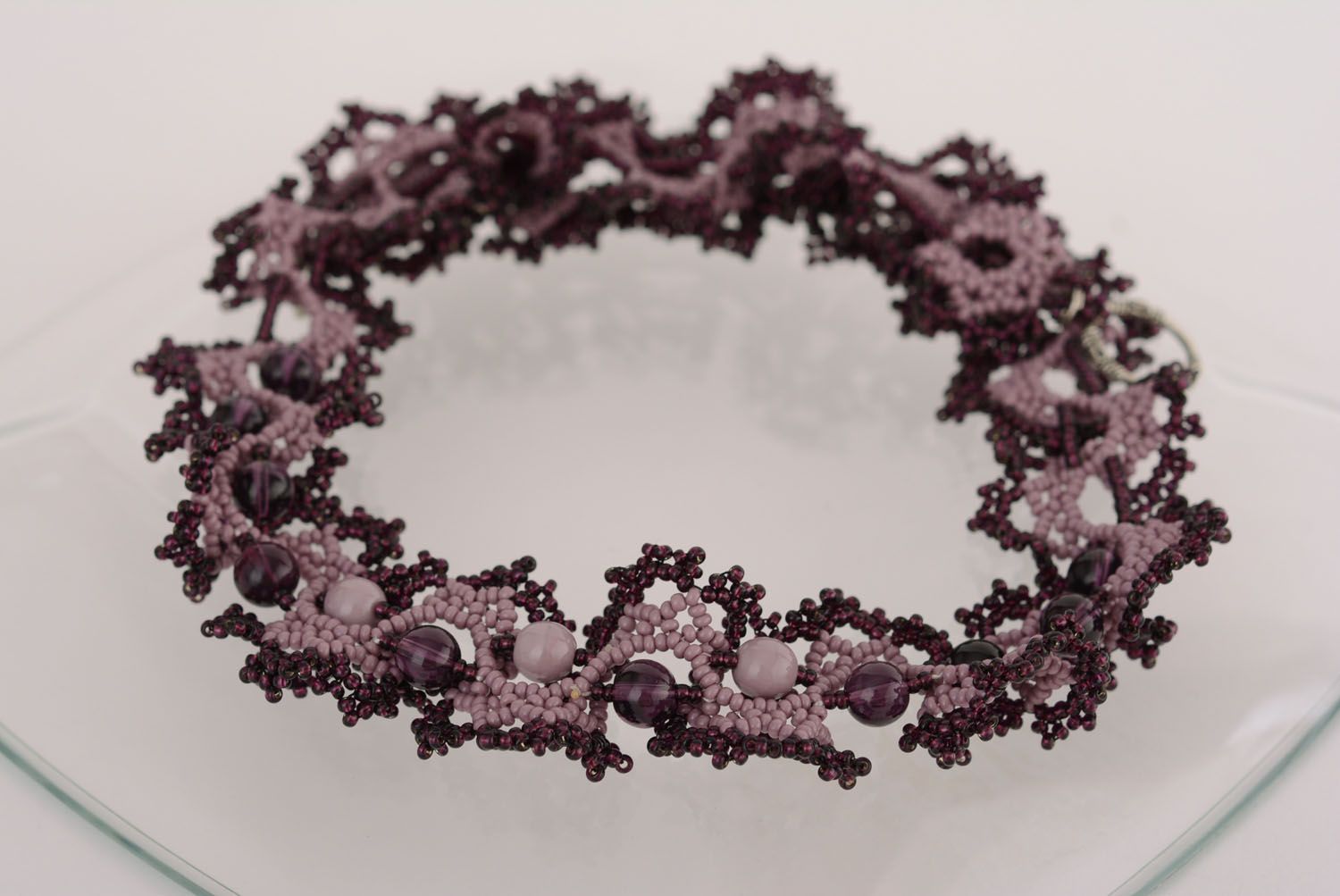 Beaded necklace Lilac photo 2