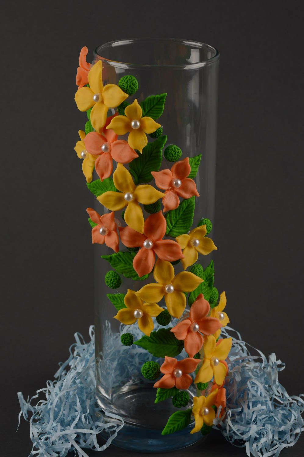 Handmade Deko Glasvase Designer Vase große Blumenvase Haus Dekoration 1 L foto 1