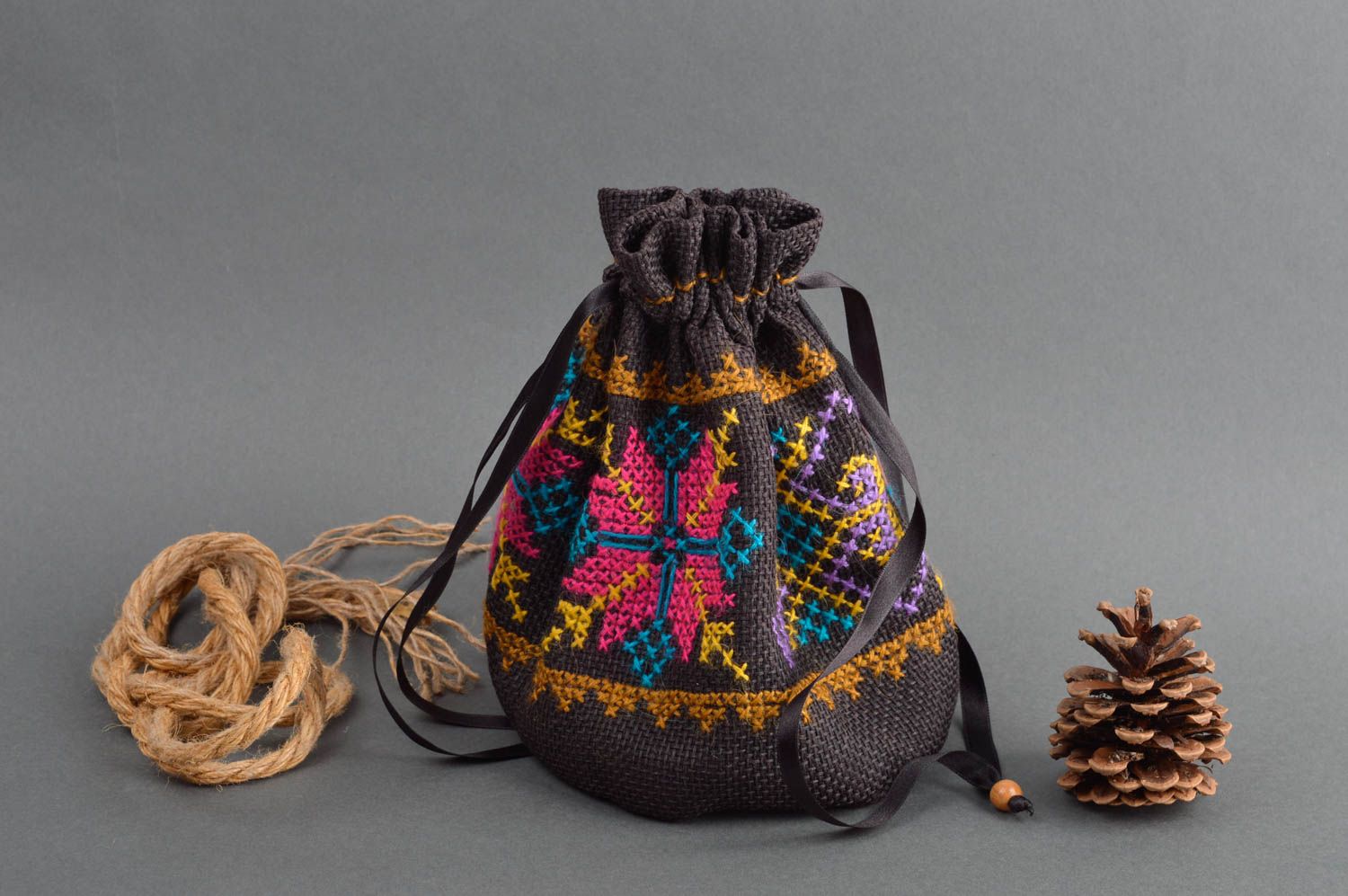 Сумка ручной работы женский кошелек оригинальный подарок текстильный темный фото 1