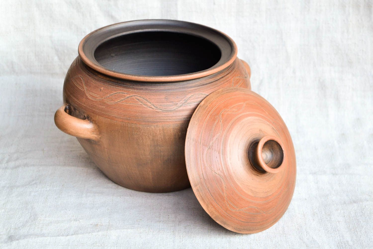 Pot de cuisine fait main Vaisselle céramique avec couvercle Décoration cuisine photo 3